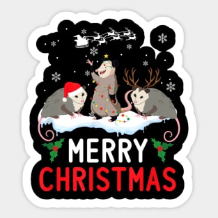 Cute Opossum Santa Hat Reindeer Christmas Opossum Xmas Sticker